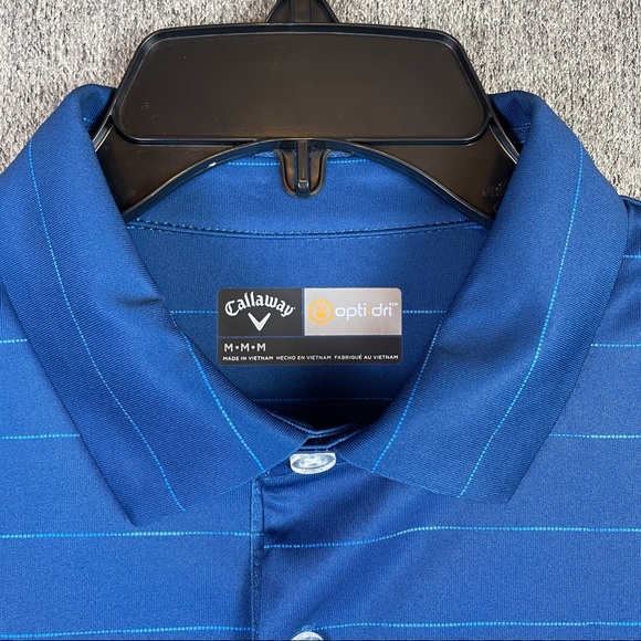 Callaway Golf Polo Opti-Dri Blue Striped Short Sleeve Shirt Men’s Size Medium - Picture 3 of 8